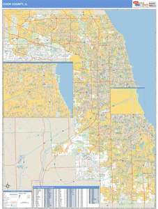 Cook County, Illinois Zip Code Wall Map