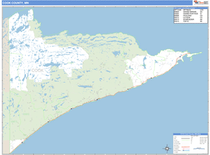 Cook County, Minnesota Zip Code Wall Map