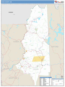 Coos County, New Hampshire Zip Code Wall Map