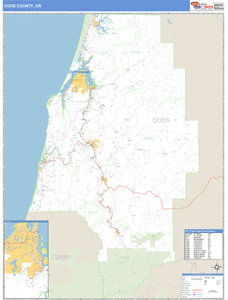 Coos County, Oregon Zip Code Wall Map