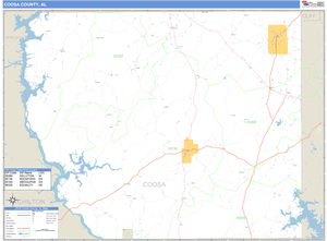 Coosa County, Alabama Zip Code Wall Map