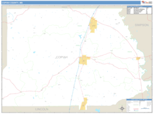 Copiah County, Mississippi Zip Code Wall Map Market Maps (IDI)