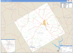 Coryell County, Texas Zip Code Wall Map