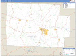 Coshocton County, Ohio Zip Code Wall Map