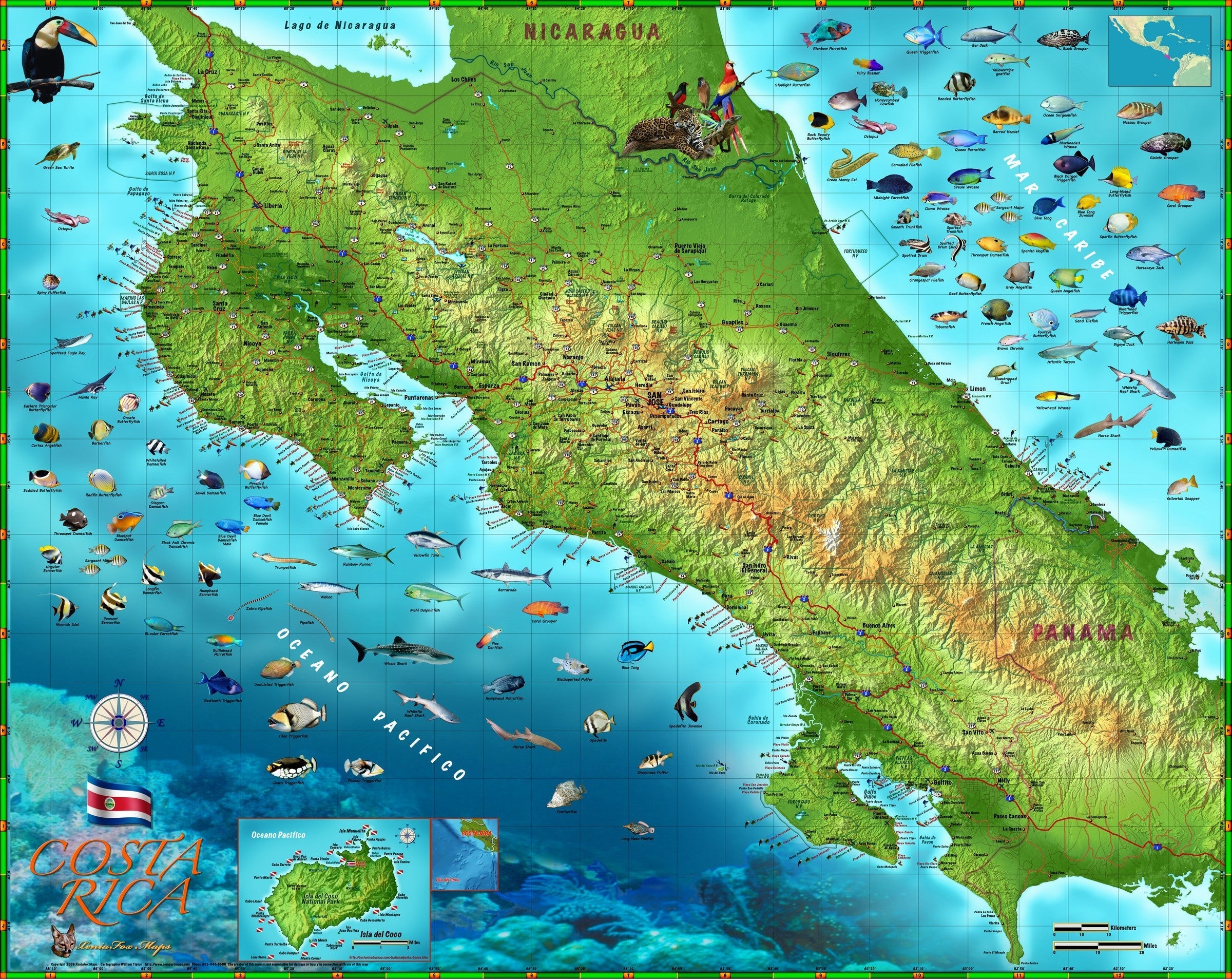 Costa Rica Wall Map by Compart Mpas | Map Geek.com