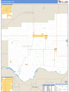 Cotton County, Oklahoma Zip Code Wall Map