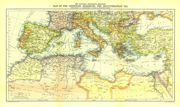 Countries Bordering The Mediterranean Sea Map 1912 Maps.com