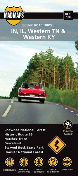 Indiana, Illinois, Western Kentucky, Western Tennessee, Regional Scenic Tours by MAD Maps Eastview