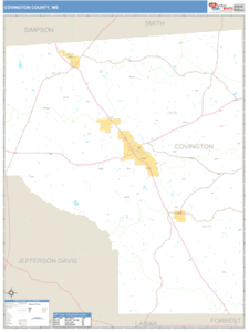 Covington County, Mississippi Zip Code Wall Map