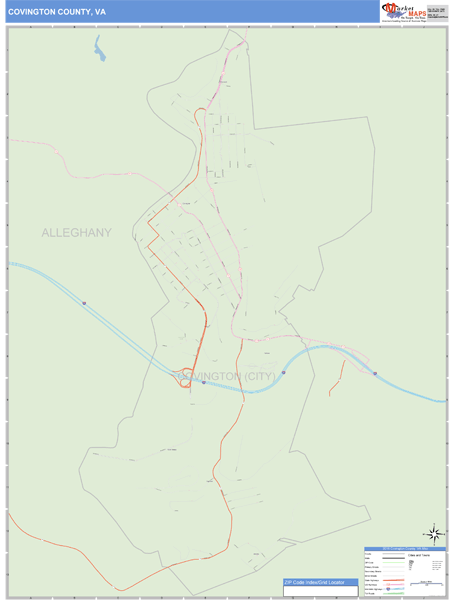 Covington County, Virginia Zip Code Wall Map Market Maps (IDI)