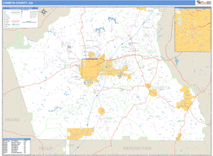 Coweta County, Georgia Zip Code Wall Map