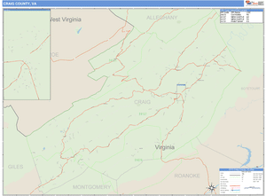Craig County, Virginia Zip Code Wall Map