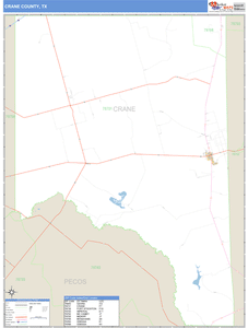 Crane County, Texas Zip Code Wall Map