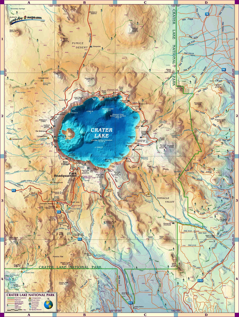 Crater Lake National Park Wall Map Maps.com