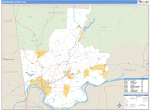 Crawford County, Arkansas Zip Code Wall Map