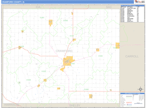 Crawford County, Iowa Zip Code Wall Map