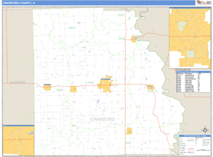 Crawford County, Illinois Zip Code Wall Map