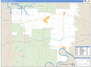 Crawford County, Indiana Zip Code Wall Map