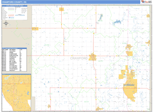 Crawford County, Kansas Zip Code Wall Map