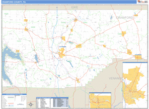 Crawford County, Pennsylvania Zip Code Wall Map