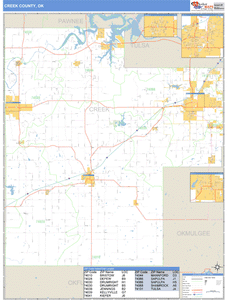 Creek County, Oklahoma Zip Code Wall Map