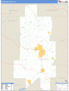 Crenshaw County, Alabama Zip Code Wall Map
