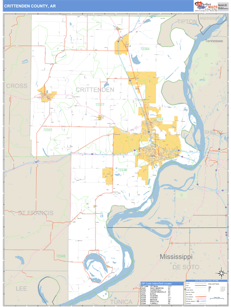 Crittenden County, Arkansas Zip Code Wall Map Market Maps (IDI)
