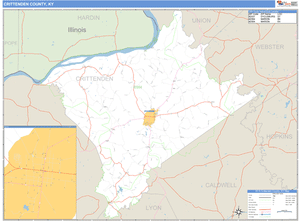 Crittenden County, Kentucky Zip Code Wall Map