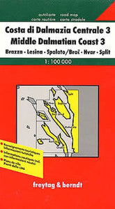 Croatia Coast, Middle Dalmatia, Brazza, Lesina, Spalato Travel Map