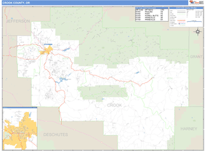 Crook County, Oregon Zip Code Wall Map