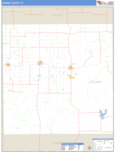 Crosby County, Texas Zip Code Wall Map Market Maps (IDI)