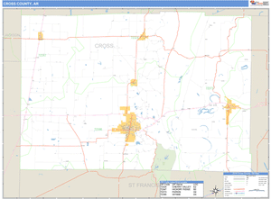 Cross County, Arkansas Zip Code Wall Map