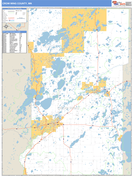 Crow Wing County, Minnesota Zip Code Wall Map Market Maps (IDI)