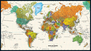 Contemporary World Wall Map in Spanish