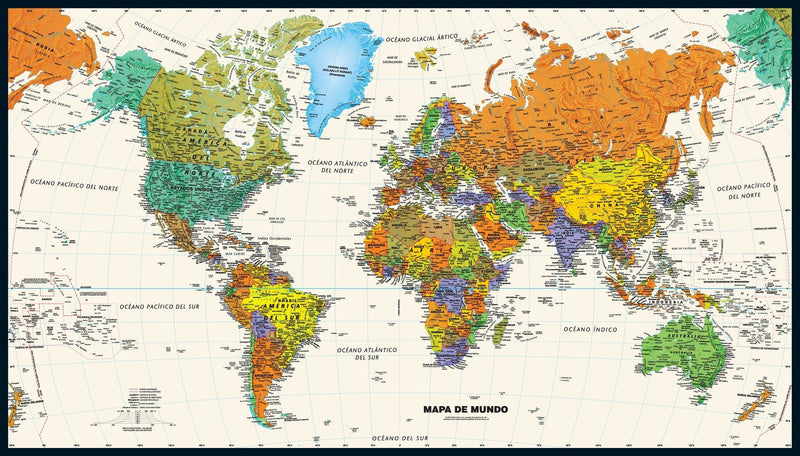 Contemporary World Wall Map in Spanish Maps.com
