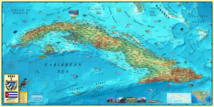 Cuba Physical Wall map