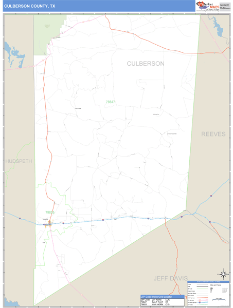 Culberson County, Texas Zip Code Wall Map Market Maps (IDI)