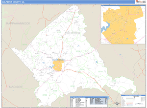Culpeper County, Virginia Zip Code Wall Map