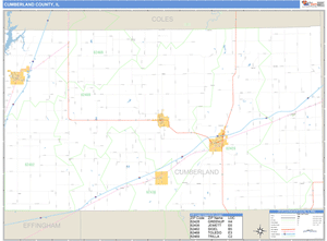 Cumberland County, Illinois Zip Code Wall Map
