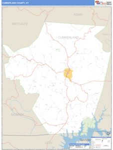 Cumberland County, Kentucky Zip Code Wall Map