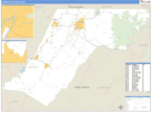 Cumberland, Maryland Metro Area Wall Map Market Maps (IDI)