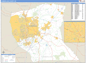 Cumberland County, North Carolina Zip Code Wall Map