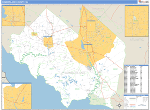 Cumberland County, New Jersey Zip Code Wall Map