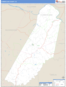 Cumberland County, Virginia Zip Code Wall Map