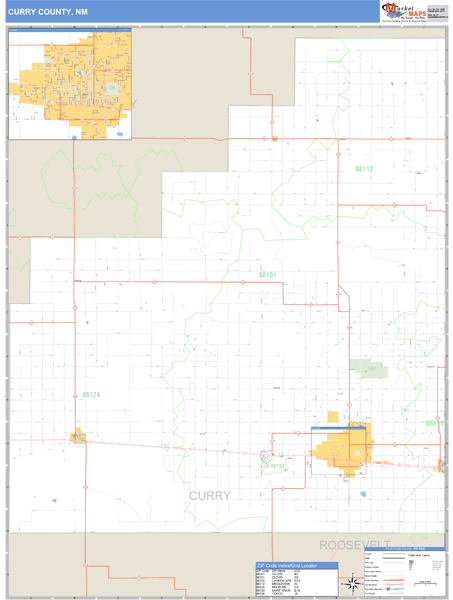 Curry County, New Mexico Zip Code Wall Map Market Maps (IDI)