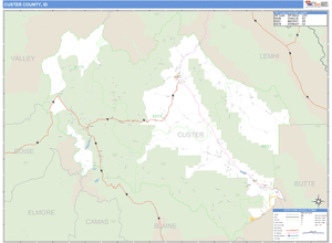 Custer County, Idaho Zip Code Wall Map