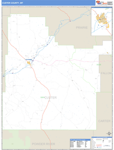 Custer County, Montana Zip Code Wall Map