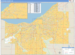 Cuyahoga County, Ohio Zip Code Wall Map