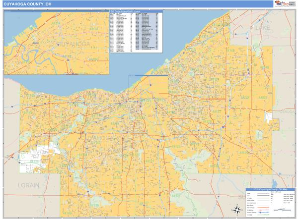 Cuyahoga County, Ohio Zip Code Wall Map Market Maps (IDI)