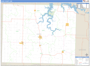 Dade County, Missouri Zip Code Wall Map